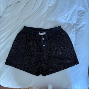 Black Sequin Women's Shorts
